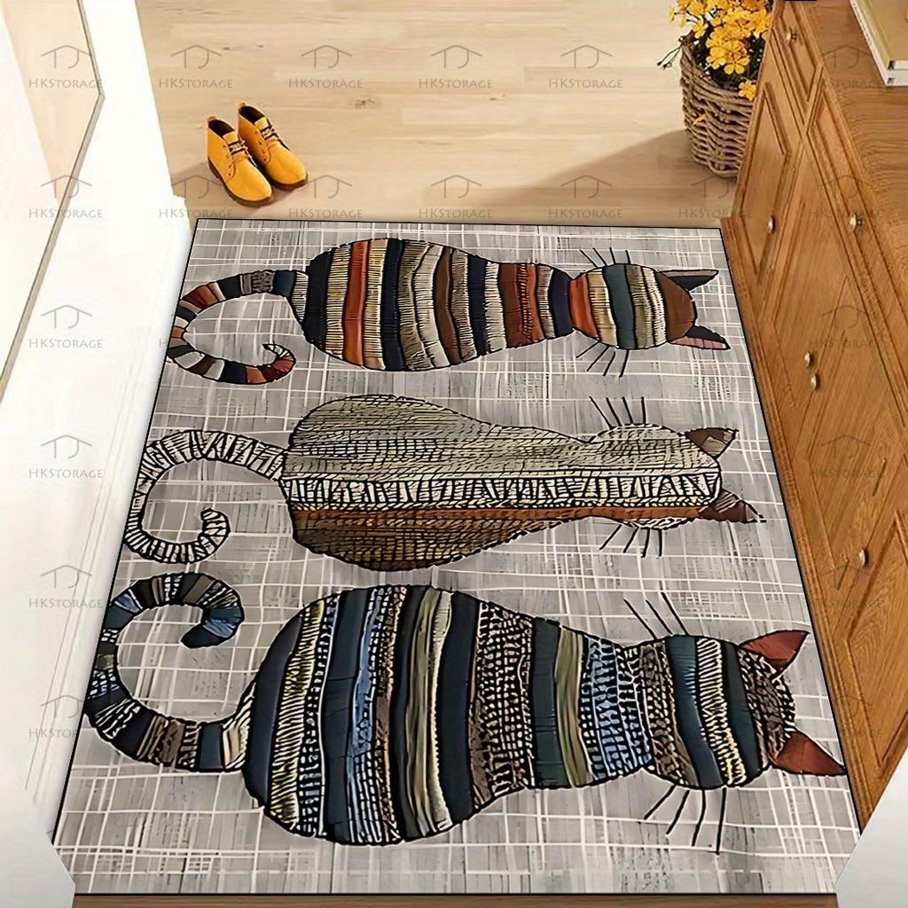 Cute Cat Pattern Doormat Scratched Painting Home Decor Entryway Rug Welcome Floor Mat Entrance Carpet  Living Room Rugs