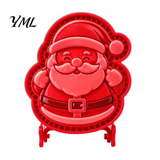 Interactive Baking Tools Christmas Cookie Cutter, Push Type Integrated Mold, Plastic Festive Pastry Stampers Clay Decorating Tool for Holiday Kitchen