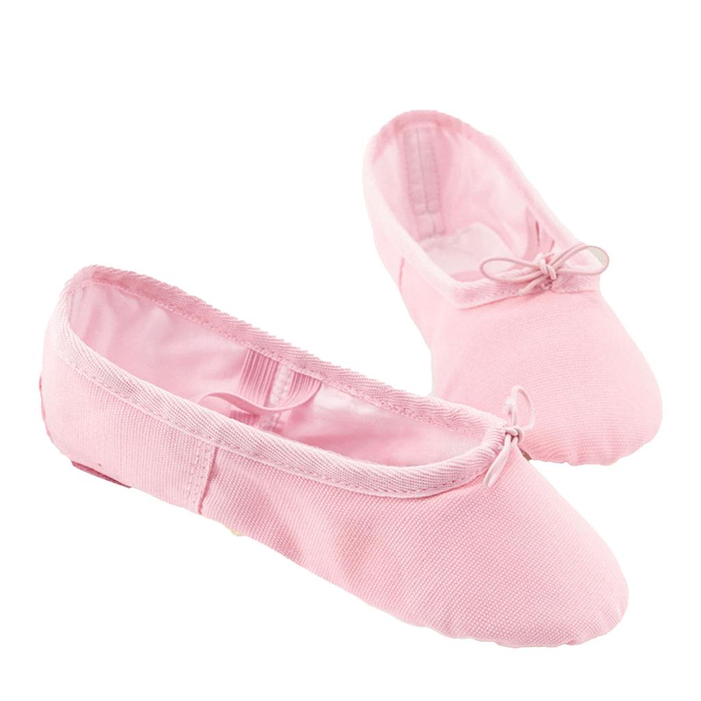 Ballett-Schläppchen Tanzschuh Canvas Ballett Yoga Tanzschuhe mit weichen Ledersohlen für Kinder Kleinkinder Jungen Mädchen Rosa