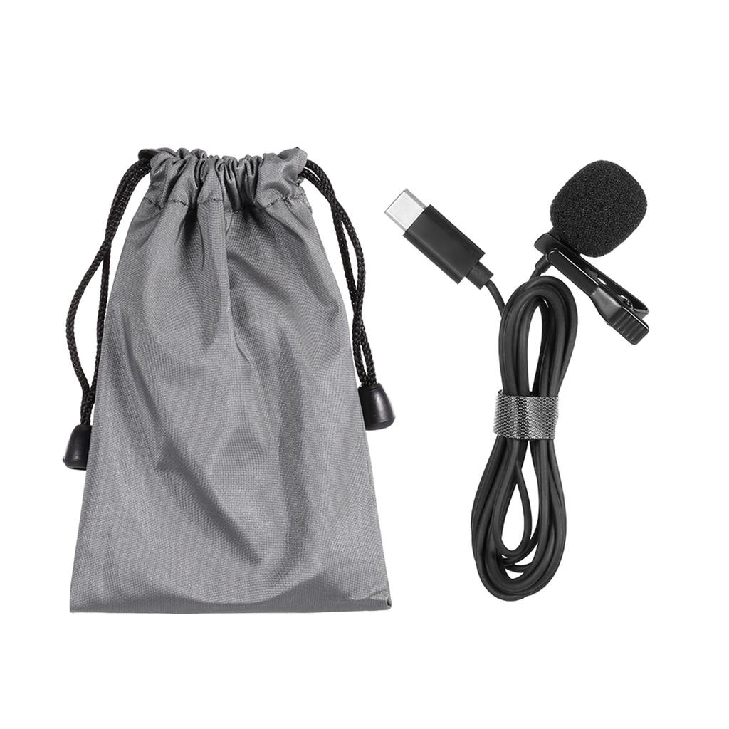 Lavalier Microphone Omni Directional Condenser Type C Microphone for Sound Video Recording Black
