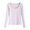 Women S U Neck Long Sleeve Fitted Cotton T Shirt Casual Basic Top