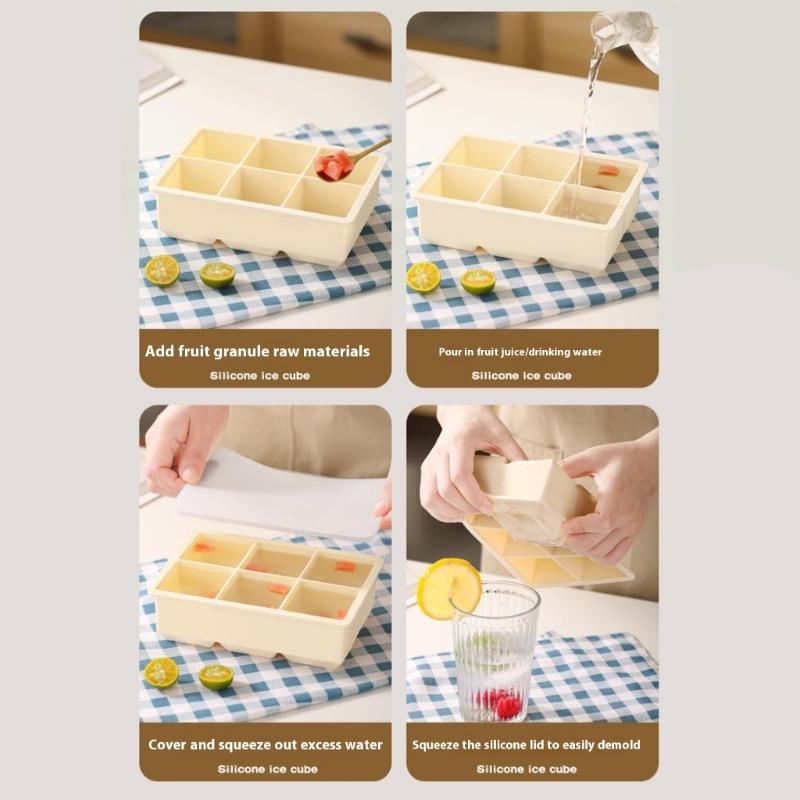 Food Grade Silicones Large Ice Cubes Molds With Easy Removal Design For Homemades Drink Cocktails And Freeze Dessert