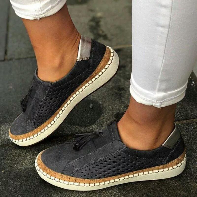 Neue Fransenschuhe Damen Sommer flacher Ausschnitt Schuhe Einzelne Schuhe Sommersport schuhe