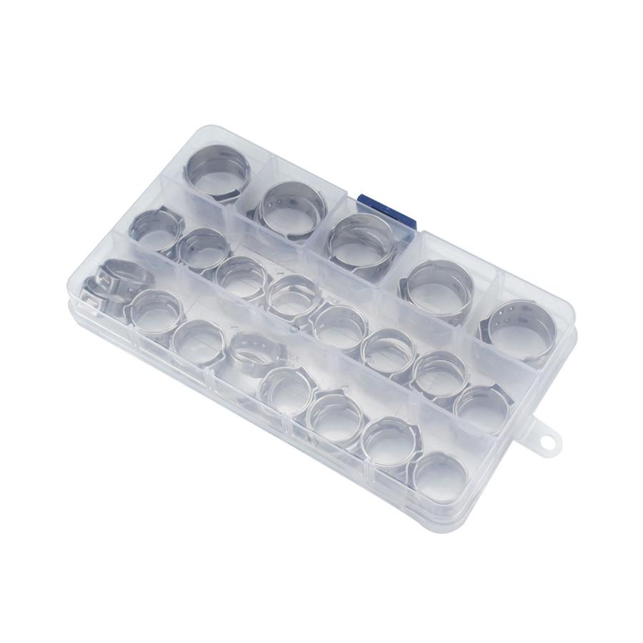 42PCS Single Ear Stainless Steel Car Hydraulic Hose Clamps O-Clips Pipe Fuel Air