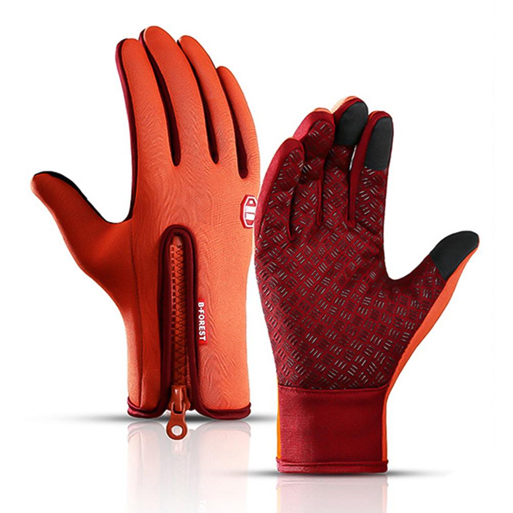 

Велосипедные перчатки с закрытыми пальцами, зимние теплые мужские и женские перчатки для мотоциклистов, перчатки для горного велосипеда, велосипедное оборудование XL оранжевый