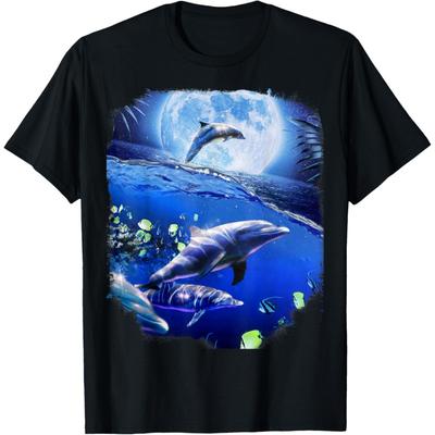 Moon Dolphin Space Dolphins T-Shirt