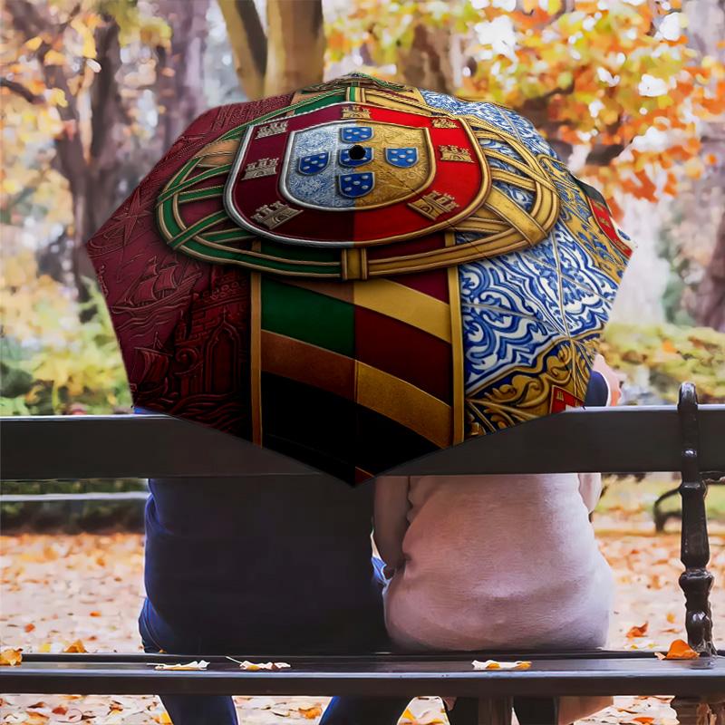 Portuguese Heritage Royal Symbols Folding umbrella durable Suitable for all seasons Three folds light Umbrella