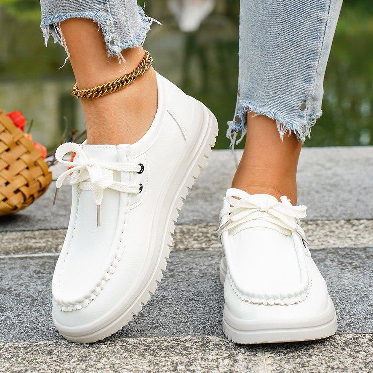 Damskor Plusstorlek EU-storlek Läder Loafers Höst Nya Platta Mångsidiga Brittisk Stil Läderskor