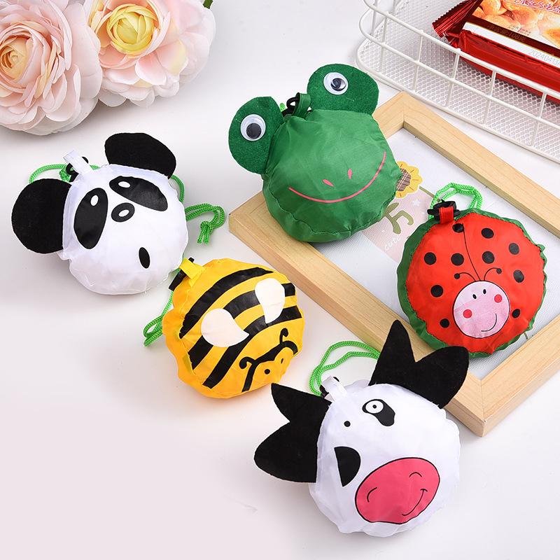 Cute Animal Foldable Shopping Bag Large Capacity Folding Tote Bag Supermarket Shopping Storage Pouch Reusable Eco-Friendly Bags