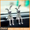 Cartoon Bunny Sculptures Modern Style Sitting Rabbit Ornament Silver Nordic Rabbit Statue Car Interior Decor
