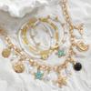 Bohemian Ocean Style Necklace and Bracelet Set with Imitation Starfish, Shell and Pearl Pendants