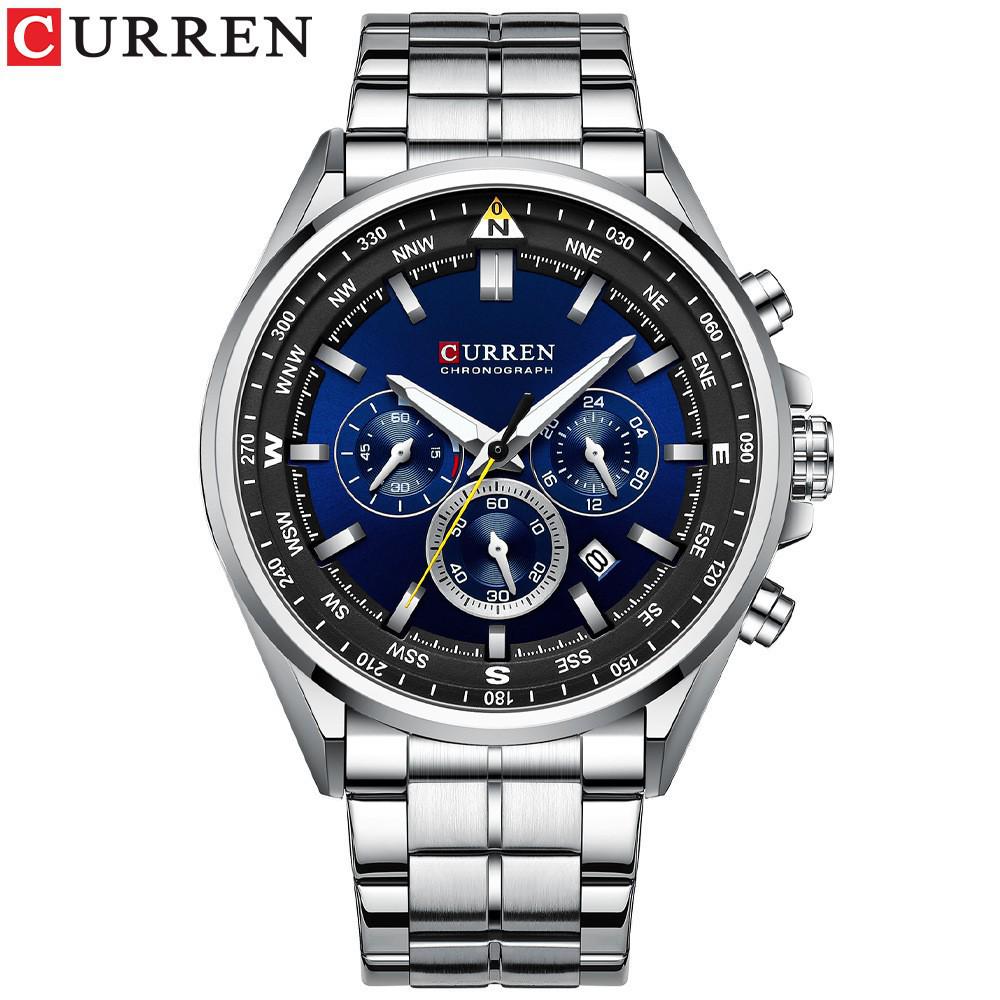 Curren 8399 Men's Multifunction Quartz Watch with Calendar, Large Dial, and Six Hands for Business