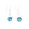 Vintage Swiss Blue Topaz Gemstone 925 Stamped Silver Jewelry Drop Earrings1.68" CE-15-9