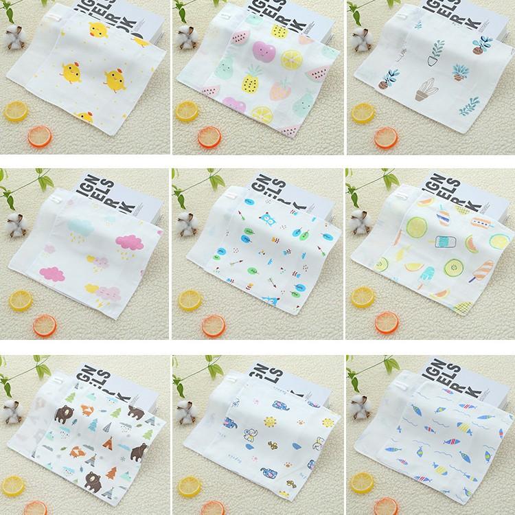 4 Layer Pure Cotton Gauze Square Towel Printed Baby Handkerchief Soft Absorbent Infant Bib Washcloth For Kids
