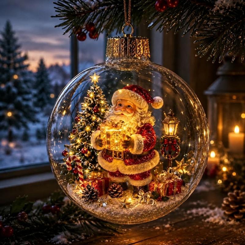 Addobbo Luminoso per la Storia di Natale - Addobbo Diorama Luminoso di Natale, Mini Scena Illuminata con Luce LED Calda, Mini Luminoso