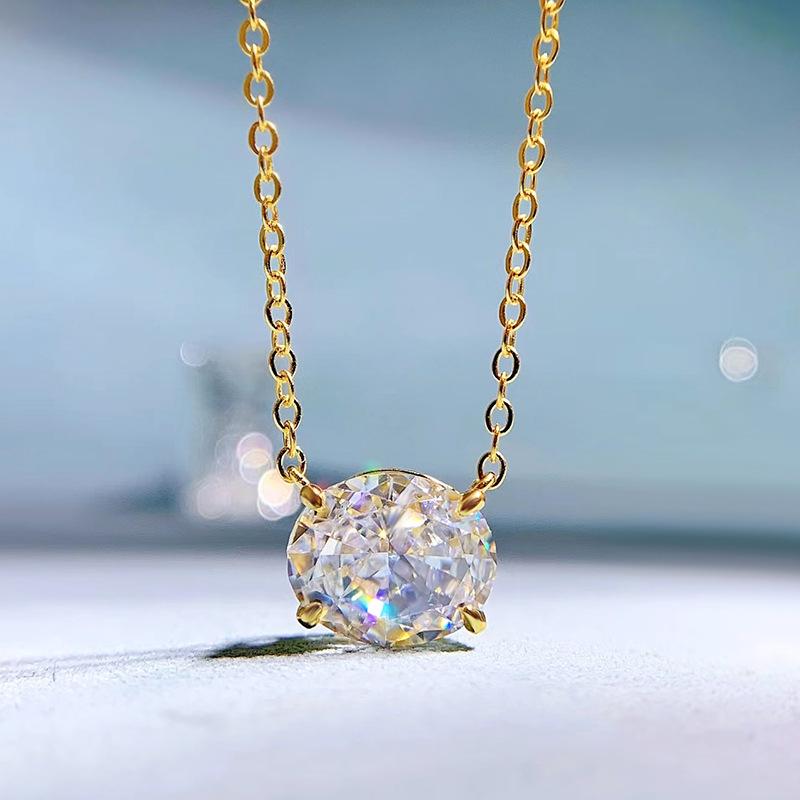 Mujing Luxury Radiant Oval White Diamond Necklace for Women