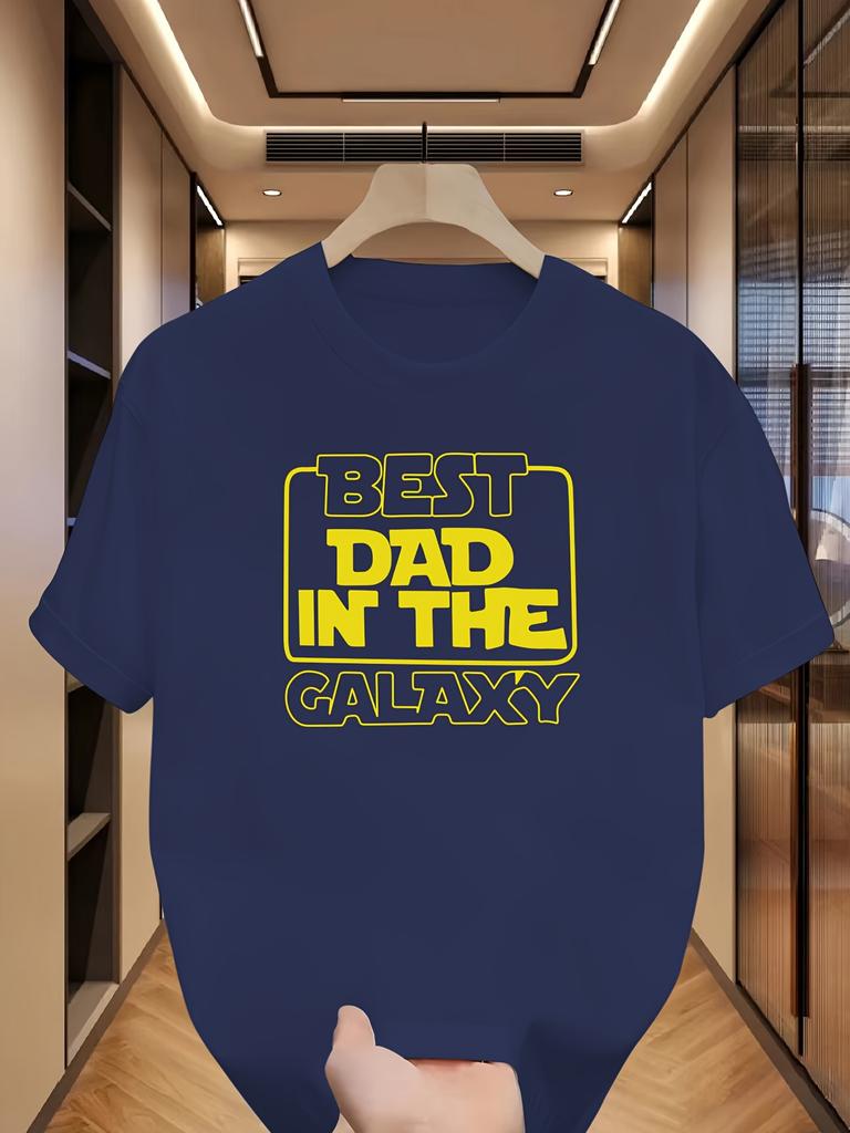 Mens Summer 100 Cotton T Shirt Printed with The Galaxys Best Dad Pattern The Best Fathers Day Gift for Boyfriends Father