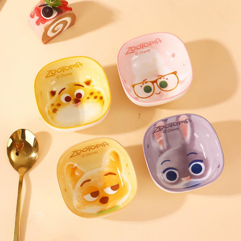 4-teiliges Disney Zootopia Judy Nick Dessertschalen-Set, Schulsachen, Neuheit Snackschale, für Dips Saucen, Gewürze, Leicht zu reinigende Dippschalen