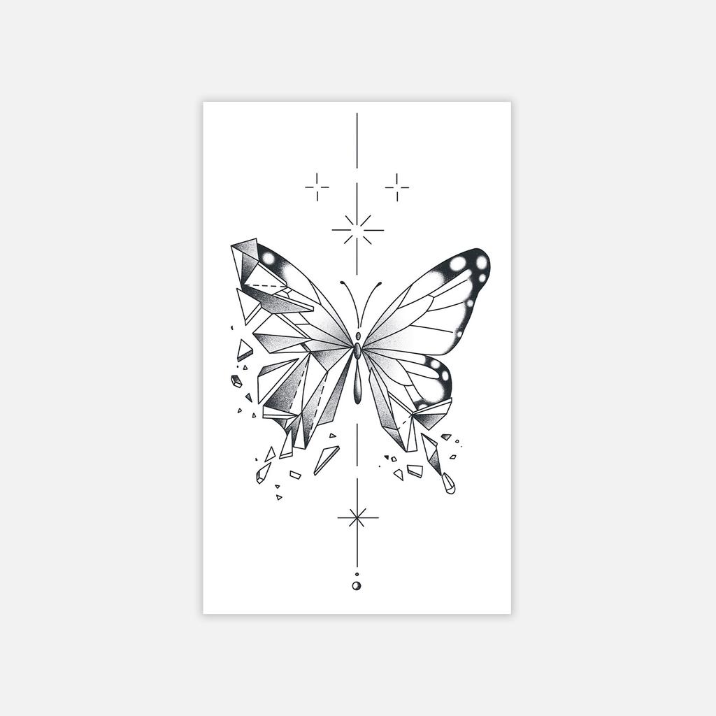 Glass Butterfly Tattoo Sticker High Value Niche Style Tattoo Sticker