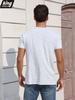 Men's Cotton T-shirt Fashion Button Design Breathable Solid Color Short-sleeved Henley Neck Tops Slim Fit Cozy Male Casual Tees