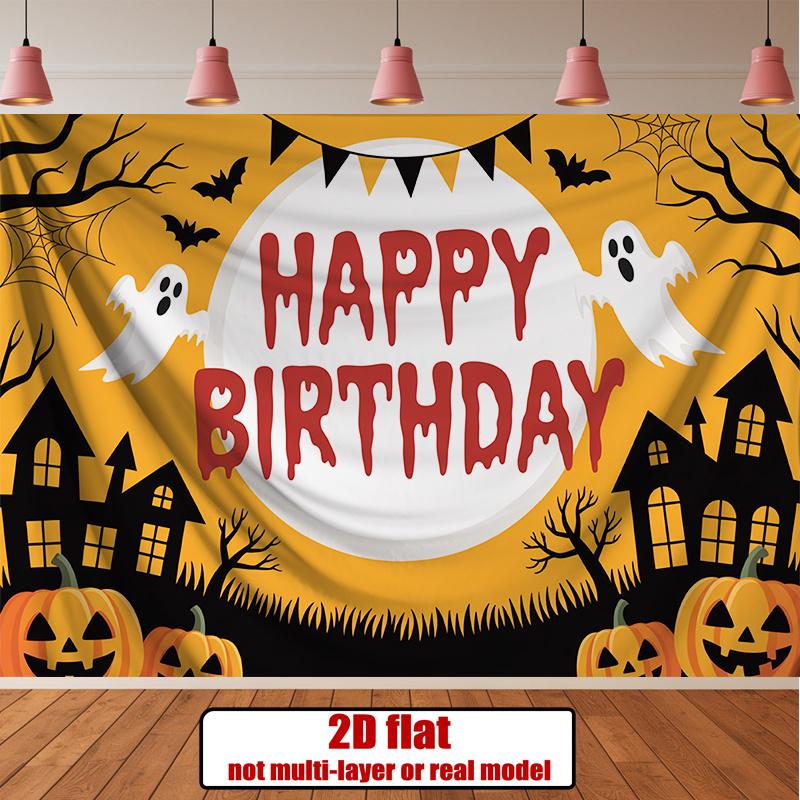 Party Backdrop Halloween Flat Banners Spooky Ghost Pumpkin Celebrations Wedding Photo Booth Background Front Door Decor