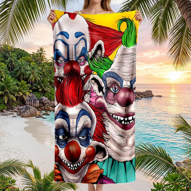 Horror Clown Circus Fashion Beach Towel: Ideal for Summer Adventures Soft, absorbent and quick drying suitable for swimming and bathing