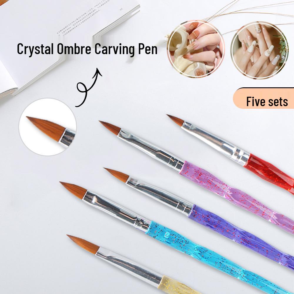 

Glitter Crystal Ombre Nail Art Pen Set - 5pcs
