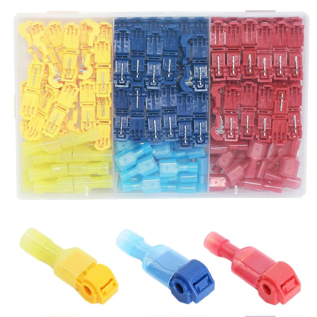 144Pcs T Tap Wire Connectors Quick Splice Wire Terminals Self-Stripping Quick Splice Electrical Wire Terminals Enduring