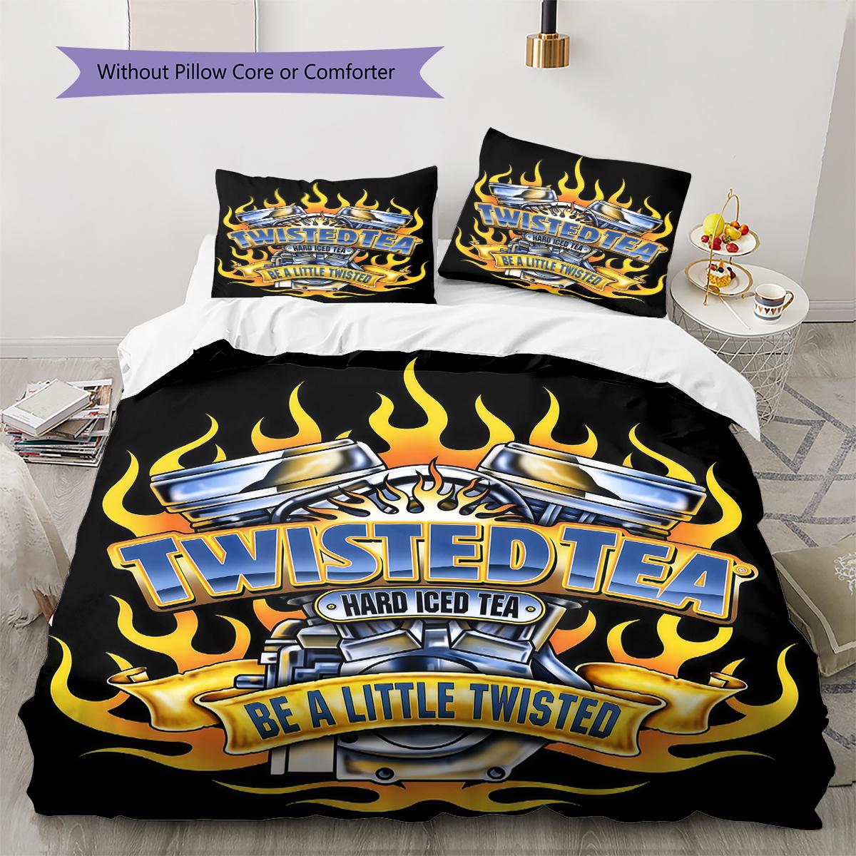 

Twisted Tea Pattern Bedding,Quilt Set Quilt Cover Pillowcase Home Birthday Gift (1 * duvet cover + 2 * pillowcase, without core) 135x200cm