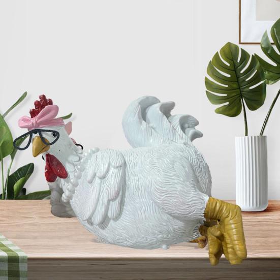 Dobré ráno Kuřecí figurka Pryskyřice Sedící Ležící Slepice Socha Socha Domácí kancelář Stolní polička Dekorace Ornament Festival Dárek