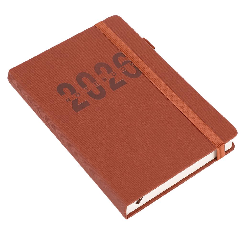 2026 Daily Planner 5.71x8.46in 200 Sheets 180 Degree Opening PU Leather Cover Hourly Appointment Book with Elastic Band
