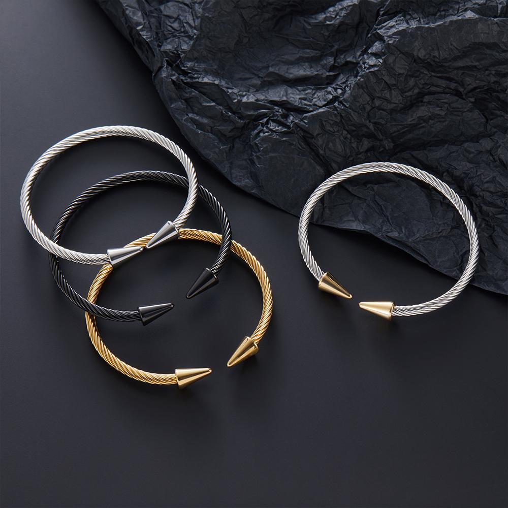 316L Fashion New Twist Cone Stainless Steel Popular Bracelet Women Men Charm Simple Gold Jewelry Wife Mom Gift