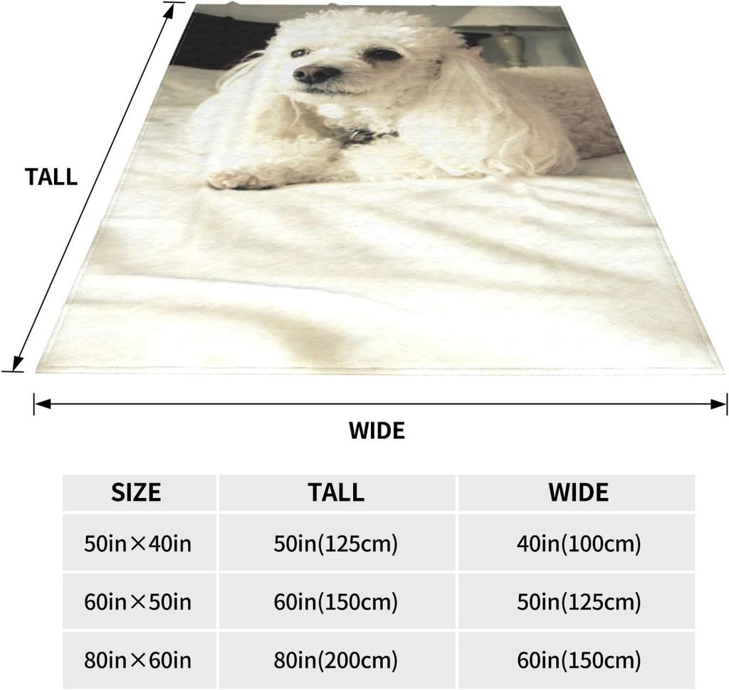 White Poodle Dog Flannel Throw Blanket Cute Pet Puppy Photo Print Soft Warm Blanket Dog Lover Home Decor