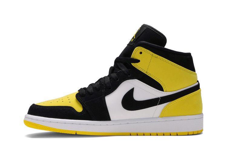 Men's Sneakers Jordan 1 Mid Yellow Toe Black Black/Varsity Maize-White