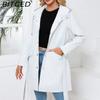 BITCED Women's Spring/Autumn Hooded Water-Resistant Jacket with Belted Waist Lightweight Casual Oversized Trench Coat