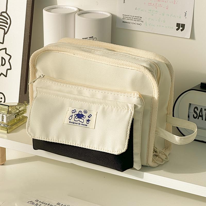 Holiday Time Pencil Bag Pen Case Leisure Design Detachable Front Pack Handle Storage Pouch for Stationery School