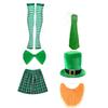 St. Patrick's Day Barkeeper Kostüm Zubehör Irisches Festival Barkeeper Outfits mit Hut Rock Krawatte Bart Gestreifte Strümpfe