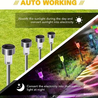 1pcs Solar Powered Pathway Lights Stainless Steel Ground Stake Lights Outdoor Landscape Lighting for Patio Solar Outdoor Lights