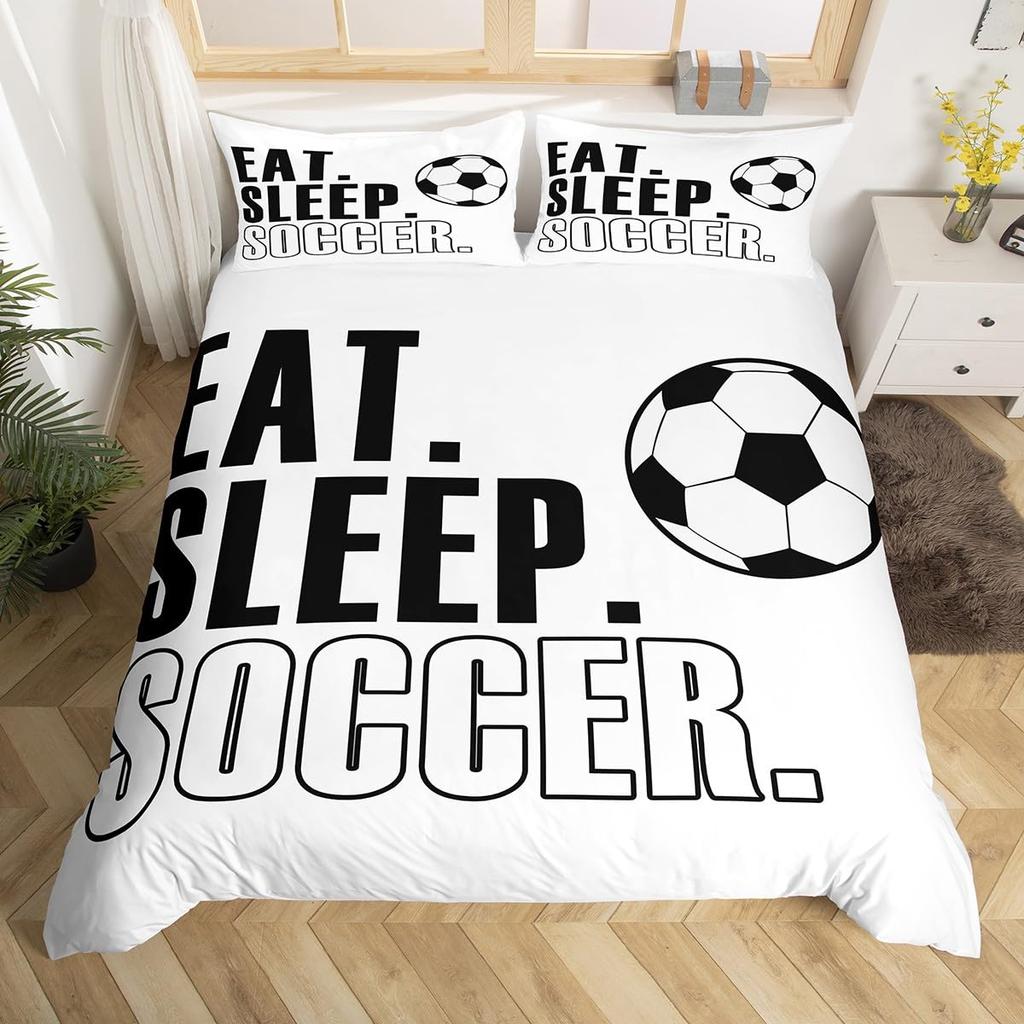 Comforter Football Occer Sports Abstract Ice And Fire Art Design Teens Boys Cool Navy Blue 3 Pcs Bedding Set