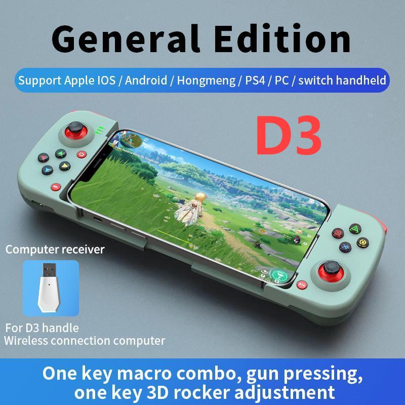 D8 Telescopic Mobile Gaming Controller RGB Light Mobile Phone Gamepad Bluetooth-Compatible5.2 for Android ApplePS3 PS4 Switch PC