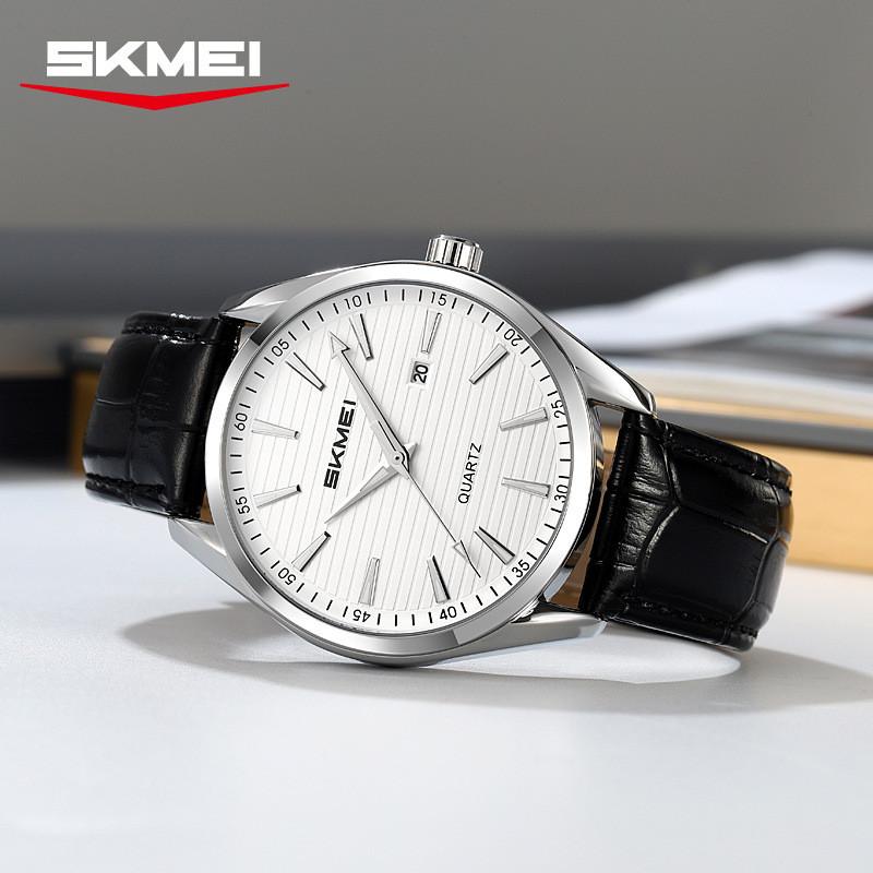 Mens Business Wristwatch With Leather Band And Waterproof Quartz Movement For Professional Adults