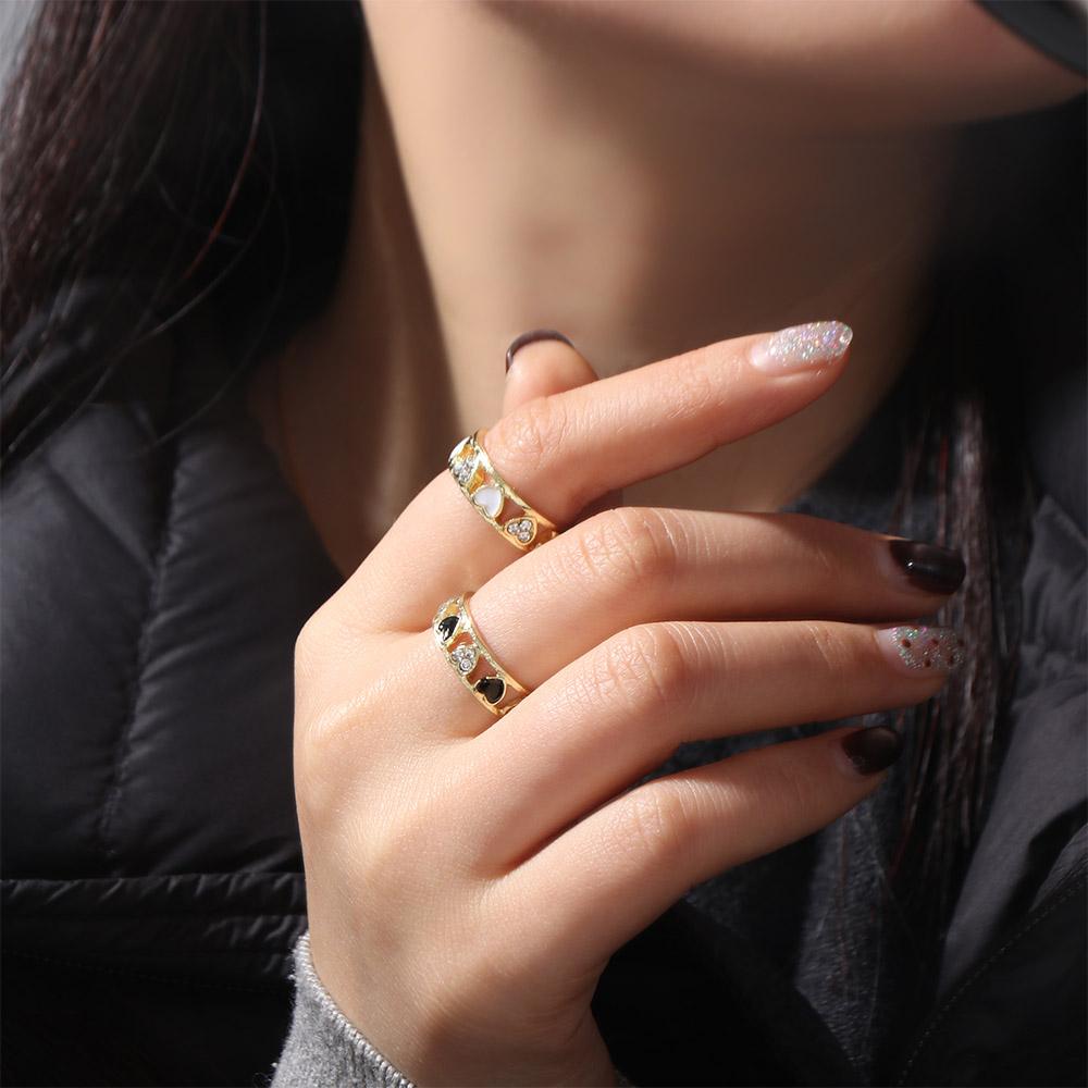 Adjustable Heart Ring Exquisite Rhinestone Ring Trendy Finger Ring  Girls