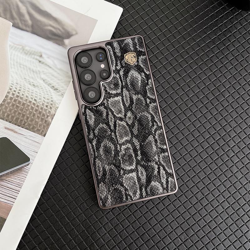 Θήκη για Samsung Galaxy S23 S24 S25 Ultra Plus Ισχυρός Μαγνητισμός Ασύρματη Φόρτιση Πολυτελής Σχέδιο Πύθωνα Ματ Δερμάτινο Πίσω Κάλυμμα