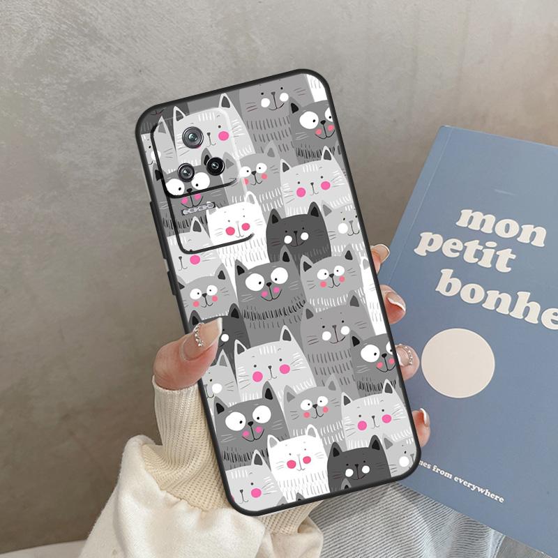 Cute Cartoon Cat Case For Xiaomi 15 14 Ultra 13T 14T 15T Pro 17 Pro Max POCO X7 X3 X5 X6 F5 F6 F7 F8 Pro Cover