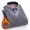Men's Long-sleeved Pullover Embroidered Sweater Plush Thickened Thermal Casual Knitted Sweater Shirt