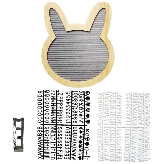 

1 Set Letter Board Cartoon Adorable Rabbit Changeable Wood Message Board Household Supplies серый