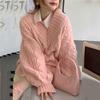 Spicy Girl Lazy Style V-Neck Oversized Sweater for Women Autumn & Winter Korean Version Soft Loose Twist-Knit Top Chunky Yarn