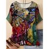 Women's Flower Print Versatile Top Casual Short Sleeve Loose Comfortable T-Shirts Women’s