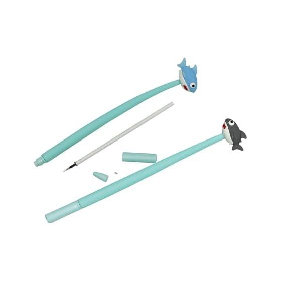 Set of 4 Cute Shark Ballpoint Pens, 1.0mm Black Ink, Ideal for Students, Stationery, Smooth Writing, Fun & Novelty Gift for Kids, Planners, Office