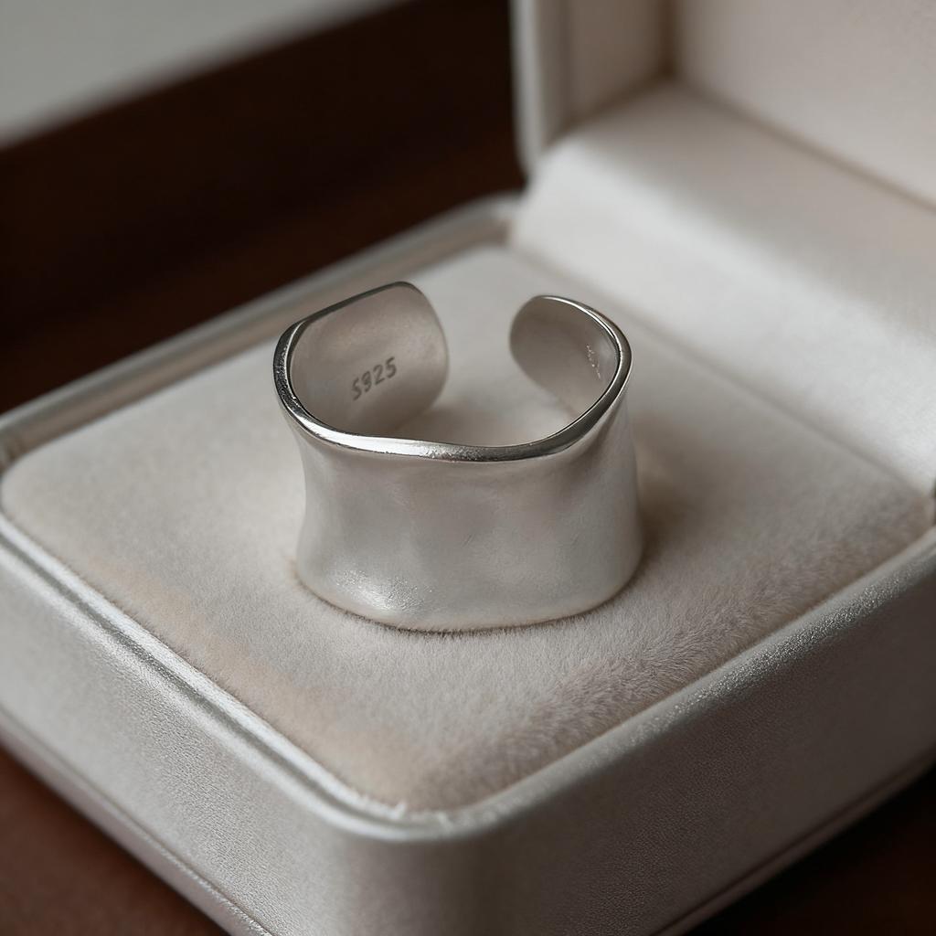 925 Silver Unique Oval Big Simple Rings for Women Vintage Geometric Minimalist Open Ring Party Wedding Jewelry Gifts